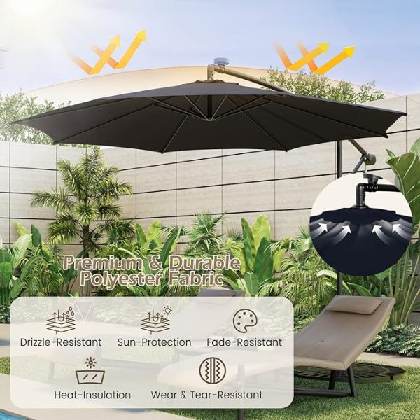 COSTWAY 3M Garden Parasol with Solar-Powered LED Lights - Cash Alt £60